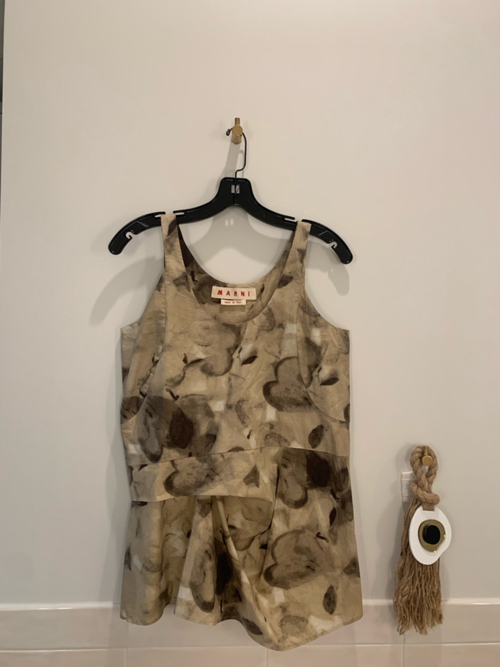 Marni Neutral Cotton Top with Abstract Print